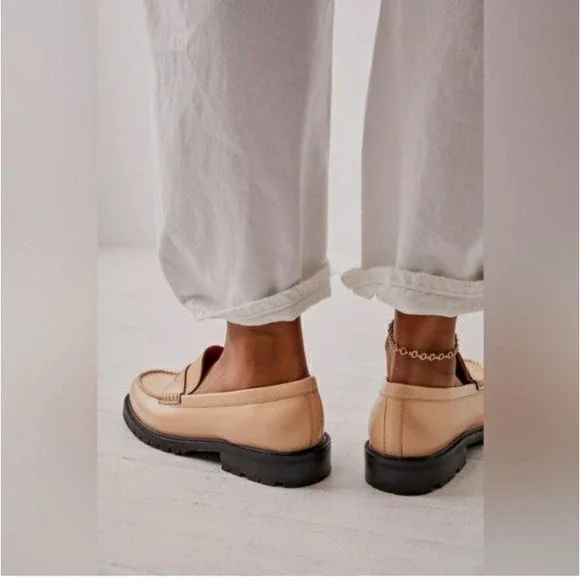 FREE PEOPLE Liv Camel Leather Penny Loafers 6 EUR 36 Heritage Minimalist Preppy - Picture 16 of 16